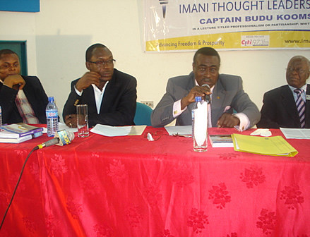 On the High Table from left to right-  Franklin Cudjoe, Kofi Bentil, Captain Budu Koomson and IMANI Board Chairman, Mr. Sam Poku